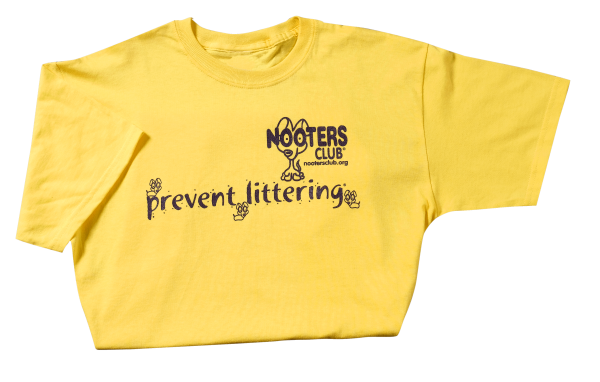 prevent littering nooters club yellow t-shirt with dog